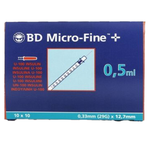 BD Microfine Syringe and Needle u100 1ml 0.5 inch 29g 12.7mm - Box Of 100