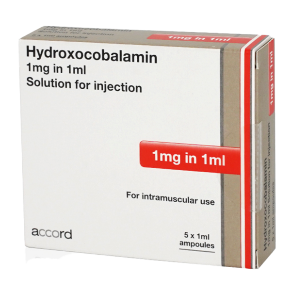 Hydroxocobalamin (Vitamin B12) 1mg/1ml Ampoules (Pack Size 5)