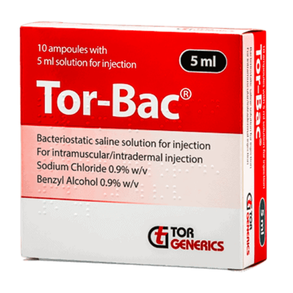 Tor-Bac (Bacteriostatic) Saline Ampoules 5ml (Pack Size 10)