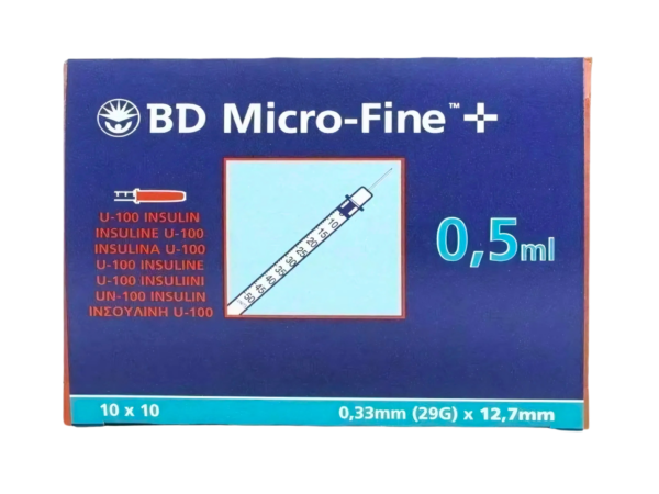 BD Microfine Syringe and Needle u100 0.5ml 29g 12.7mm (Box of 100)